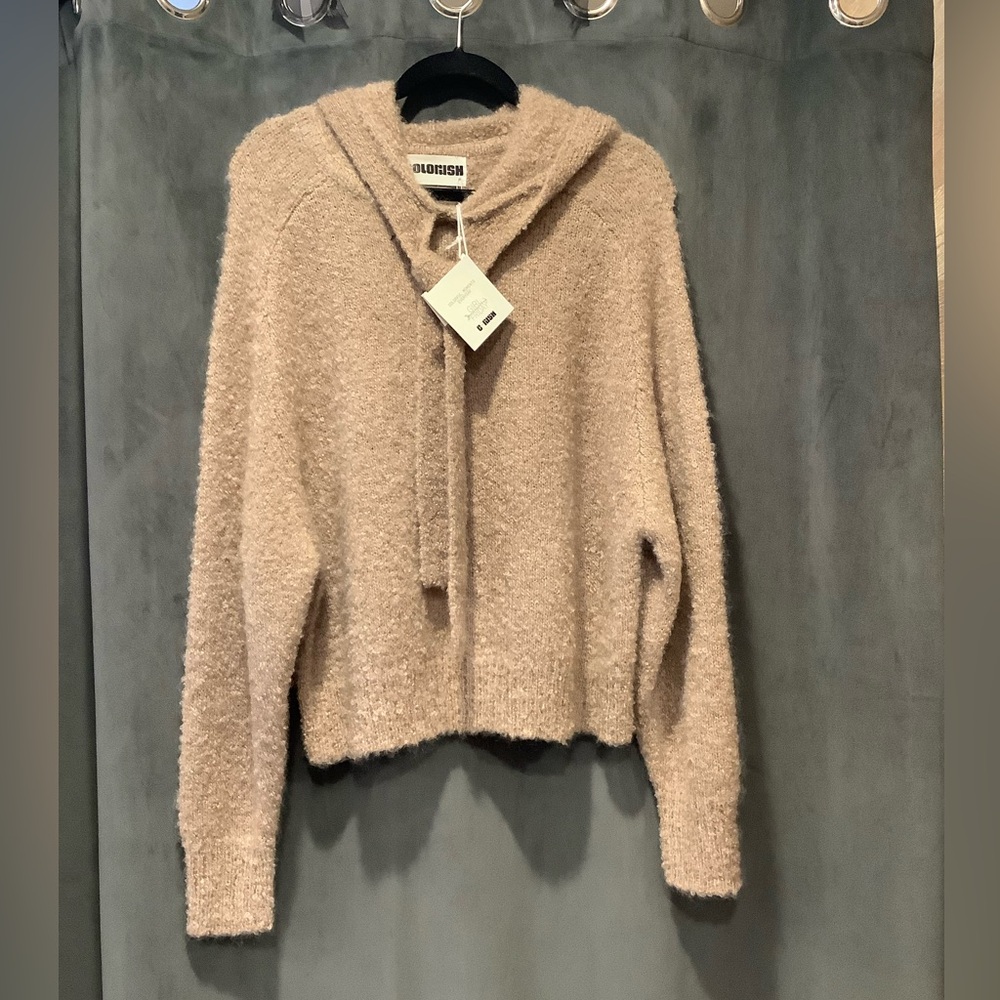 Color Rush mohair boucle hoodie in the color Frappe